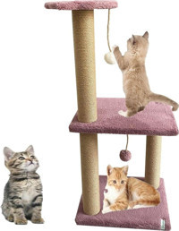 Nursoft Step Oturaklı Katlı 80 cm Kedi Tırmalama Tahtası Gül Kurusu