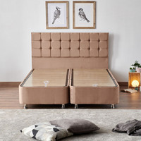 Niron Rama 180x200 cm Başlıklı Çift Kişilik Sandıklı Baza Sütlü Kahve