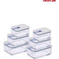 Neoflam Perfect Seal 6'lı Dikdörtgen Cam Saklama Kabı