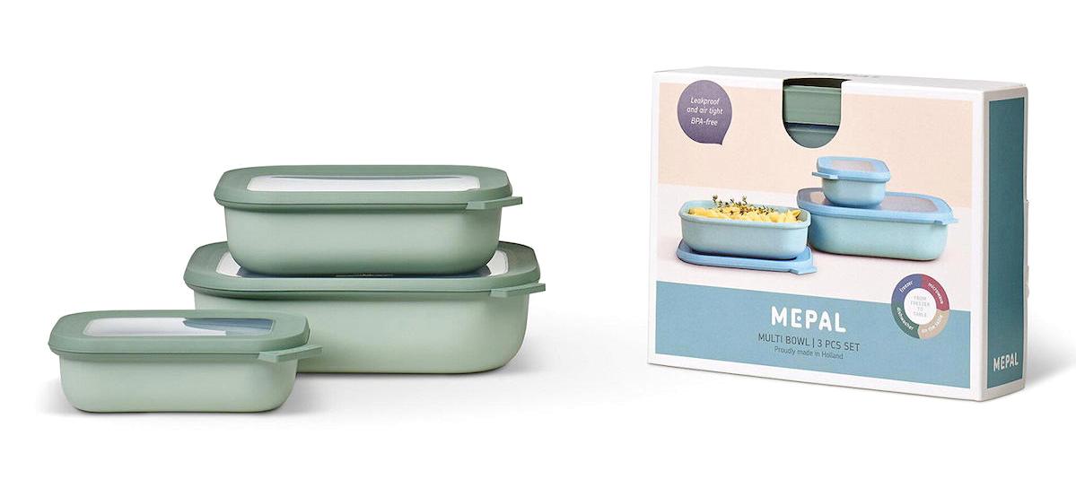 Mepal Set Cirqula Rectangular Yeşil 3'lü Dikdörtgen Plastik Saklama Kabı 500 ml-1 lt-2 lt
