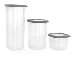Schafer Hold Gri 3'lü Dikdörtgen Plastik Saklama Kabı
