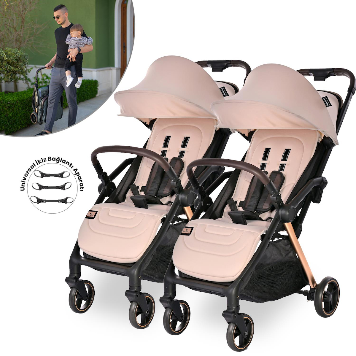 Lorelli Katlanabilir Tek Elle Kapanan Kabin Tipi Baston Bebek Arabası