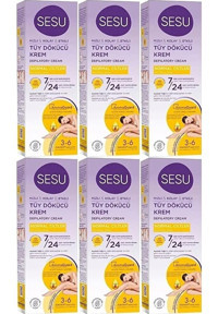 Sesu Hızlı & Kolay & Etkili Ayçiçek Yağı Normal Ciltler İçin Tüm Vücut Tüy Dökücü Krem 6x100 ml