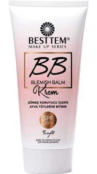 Besttem Make Up Series Kuru ve Hassas Ciltler İçin Suya Dayanıklı Sivilce Yapmayan Işıltılı BB Krem Açık Ton