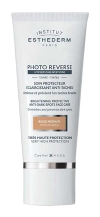 Institut Esthederm Photo Reverse Medium Beige Renkli 50 Faktör Tüm Ciltler İçin Leke Karşıtı Nemlendirici Ton Eşitleyici Aydınlatıcı Kapatıcılı Yağsız Yüz Güneş Kremi 50 ml