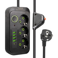 Vea 3'lü Soket 1.5 metre 4 Usb'li Kablolu Tekli Akım Korumalı Priz