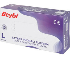 Beybi Pudralı Lateks Beyaz Large Temizlik Temizlik Eldiveni 100x20 Paket