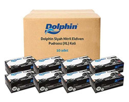Dolphin Ekstra Kalın Pudrasız Siyah XLarge Çok Amaçlı Temizlik Eldiveni 100x10 Paket