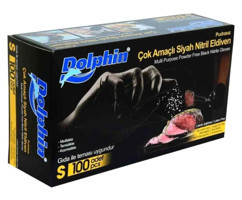 Dolphin Lateks Pudrasız Siyah Small Çok Amaçlı Temizlik Eldiveni 100 Adet