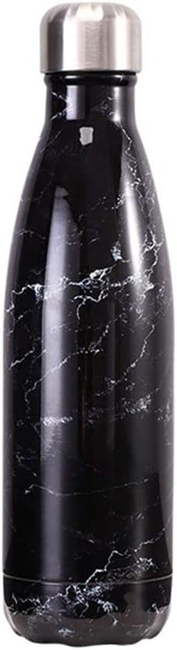 Jiminiso Vakum Kapaklı Paslanmaz Çelik 500 ml Outdoor Şişe Termos Siyah Mermer
