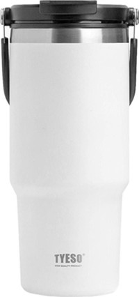 Tyeso DailyNeed Paslanmaz Çelik - Polipropilen 1.05 lt Pipetli Outdoor Termos Termos Beyaz