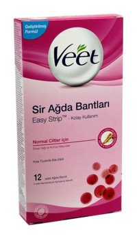 Veet Easy Strip Normal Ciltler 12 Adet Kadın Bacak Vücut Bölgesi Ağda Bandı