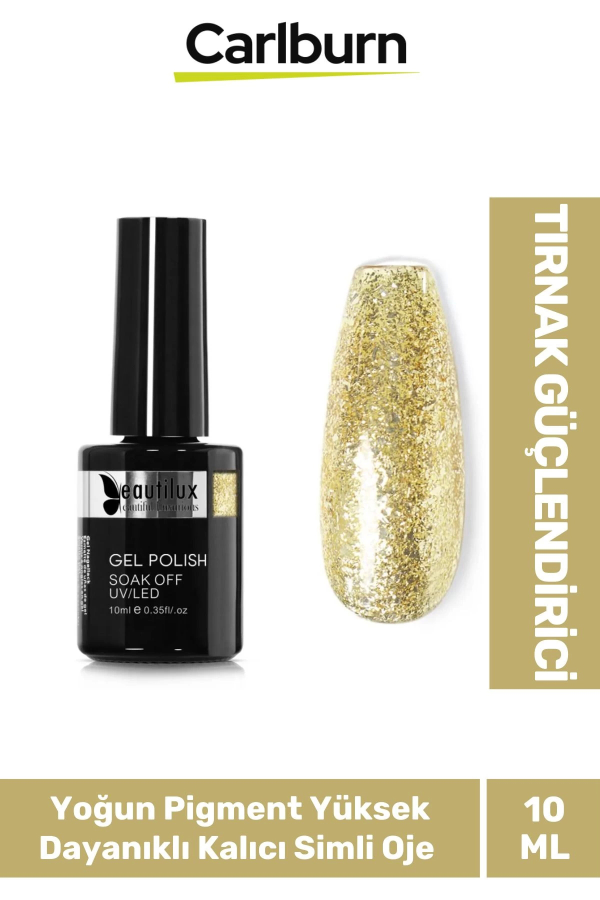 Beautilux Simli Seri PT-03 Gold Kalıcı Oje