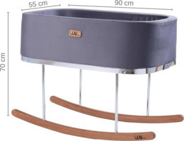 Will Beside Ahşap-Metal 15 kg Oval Yataklı Sallanan Anne Yanı Gri Beşik