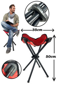 Binbirreyon Metal Katlanır Kamp Taburesi Kırmızı