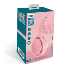 Phixi Hp300 Android & iOS Uyumlu Silikonlu Kablosuz Kulak Üstü Bluetooth Kulaklık Pembe