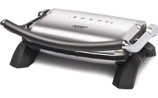 Aksu T28D Tostadoy Deluxe 6 Dilim Döküm Çıkartılabilir Plaka Çift Taraflı İnox Izgaralı Tost Makinesi