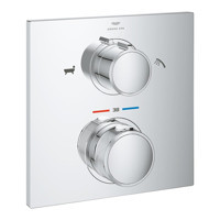 Grohe Allure 19446002 Krom Kaplama Çiftli Çevirmeli Dereceli Ankastre Kare Banyo Bataryası Gümüş