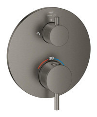 Grohe 24358AL0 Krom Tekli Çevirmeli Dereceli Ankastre Yuvarlak Banyo Bataryası Antrasit