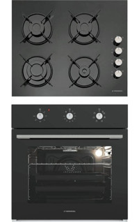 Termikel BO O6435C B - BH P6144C B Dijital Doğalgazlı Cam Klasik Ankastre Fırın Ocak 2'li Ankastre Set Siyah