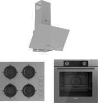 Ferre D088 - CS208 - XE61CPR Dijital Doğalgazlı Cam Klasik Ankastre Fırın Ocak 3'lü Ankastre Set Gri