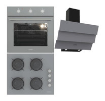 Termikel BO O6435C A - BH P6144C A - CH S6532C BA Dijital Doğalgazlı Cam Modern Set Üstü Davlumbaz 3'lü Ankastre Set Gri