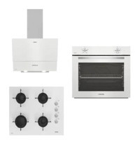 Altus ALA 310HW - ALA 159 DHW - ALA 535 HW Dijital Doğalgazlı Cam Klasik Set Üstü Davlumbaz 3'lü Ankastre Set Beyaz