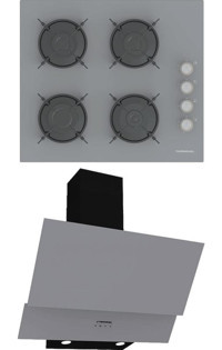 Termikel BH P6144C A - CH C6532C BA Dijital Doğalgazlı Cam Klasik Ocak Davlumbaz İkili Set 2'li Ankastre Set Gri