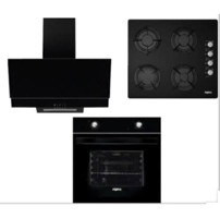 Alpina TYC00109321847 Dijital Doğalgazlı Cam Klasik Set Üstü Davlumbaz 3'lü Ankastre Set Siyah