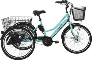 Bisan E-Porter 250 W 25 Km 24 Jant 3 Vites Şehir / Tur Elektrikli Bisiklet Turkuaz-Siyah