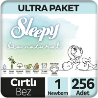 Sleepy Bio Natural Yenidoğan 1 Numara Organik Cırtlı Bebek Bezi 256 Adet