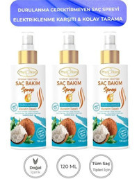 Pytho Flora Onarıcı Islak Görünümlü Hindistan Cevizi Yağlı Hafif Saç Spreyi 3x120 ml