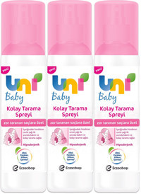 Uni Baby Kolay Tarama Islak Görünümlü Provitaminli Hafif Saç Spreyi 3x200 ml