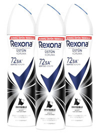 Rexona Invisible Üstün Koruma Pudralı Ter Önleyici Antiperspirant Sprey Kadın Deodorant 3x150 ml