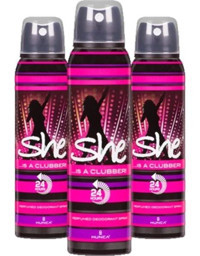 She Is Clubber Pudrasız Ter Önleyici Sprey Kadın Deodorant 3x150 ml