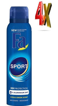Fa Sport Pudrasız Ter Önleyici Sprey Erkek Deodorant 4x150 ml