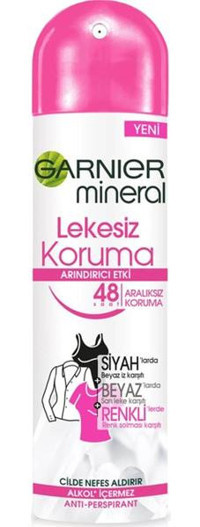 Garnier Mineral Lekesiz Koruma Pudralı Ter Önleyici Antiperspirant Sprey Kadın Deodorant 50 ml
