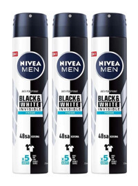 Nivea Black&White Invisible Fresh Pudrasız Ter Önleyici Sprey Erkek Deodorant 3x200 ml