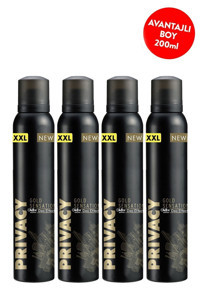 Privacy Gold Sensetion Pudrasız Sprey Erkek Deodorant 4x200 ml