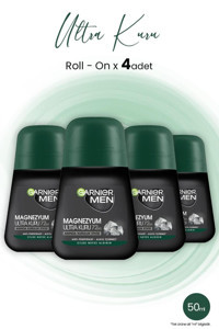 Garnier Magnezyum Ultra Kuru Pudrasız Ter Önleyici Antiperspirant Roll-On Erkek Deodorant 4x50 ml
