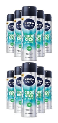 Nivea Cool Kick Fresh Pudrasız Ter Önleyici Antiperspirant Sprey Erkek Deodorant 10x150 ml