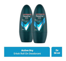 Rexona Active Dry Pudrasız Ter Önleyici Antiperspirant Roll-On Erkek Deodorant 2x50 ml