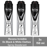 Rexona Invisible Black & White Pudralı Ter Önleyici Antiperspirant Sprey Erkek Deodorant 3x150 ml