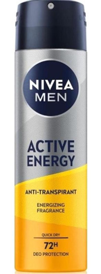 Nivea Active Energy Pudrasız Ter Önleyici Sprey Erkek Deodorant 150 ml