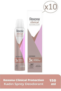 Rexona Clinical Protection Confidence Pudrasız Ter Önleyici Antiperspirant Sprey Kadın Deodorant 10x150 ml