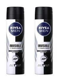 Nivea Black&White Invisible Original Pudralı Ter Önleyici Antiperspirant Sprey Erkek Deodorant 2x150 ml