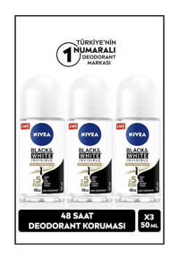 Nivea Black&White Invisible İpeksi Pürüzsüzlük Pudrasız Ter Önleyici Antiperspirant Roll-On Kadın Deodorant 3x50 ml