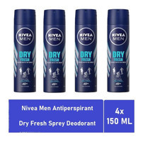 Nivea Dry Fresh Pudralı Ter Önleyici Antiperspirant Sprey Erkek Deodorant 4x150 ml