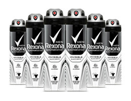 Rexona Invisible Black White Pudralı Ter Önleyici Antiperspirant Sprey Erkek Deodorant 6x150 ml