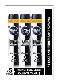 Nivea Black&White Invisible Fresh Pudrasız Ter Önleyici Antiperspirant Sprey Erkek Deodorant 3x200 ml